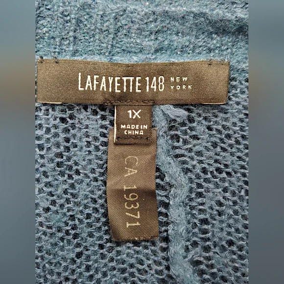 LAFAYETTE 148 Alpaca/ Wool Lightweight Open Front Teal Cardigan. Size 1X - Picture 8 of 11